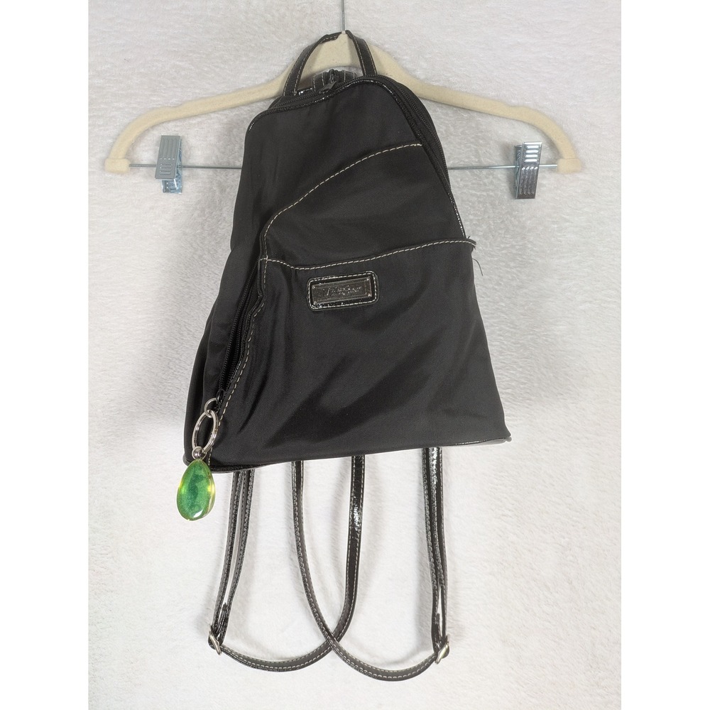 MultiSac Backpack Women's Small Black Contrast Stitch Seahorse Charm Sling Bag